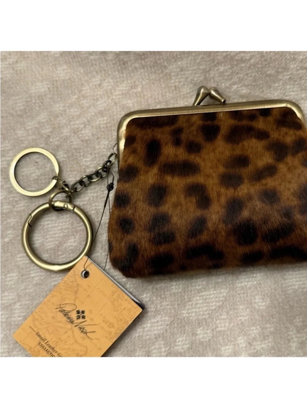 NWT PATRICIA NASH Leopard Calf Hair Borse Coin Purse